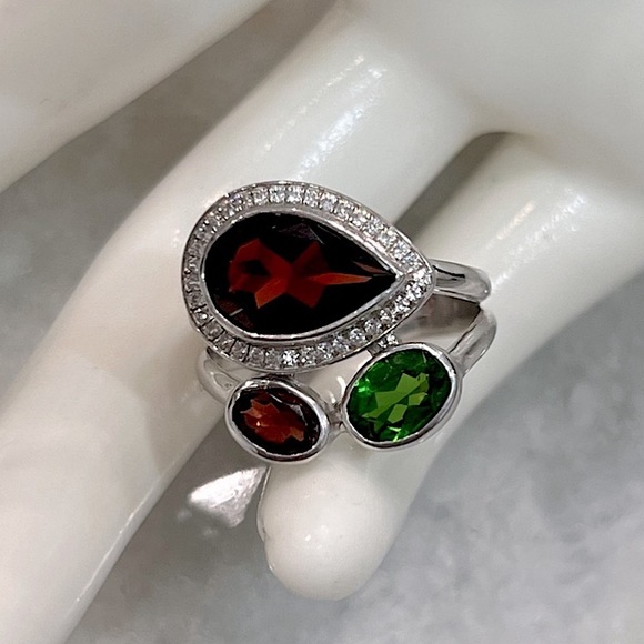 Multigemstone Niassa Ruby Sterling Silver Split Band Ring - Picture 8 of 16